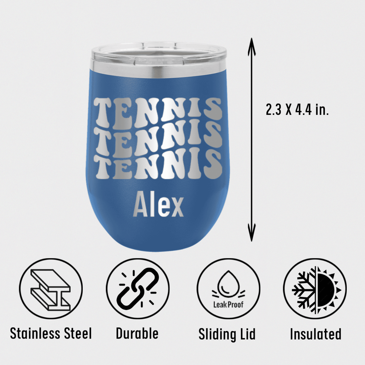 Personalized Tennis All Day Wine Tumbler for her, Customized Gifts for Women by Groovy Girl Gifts