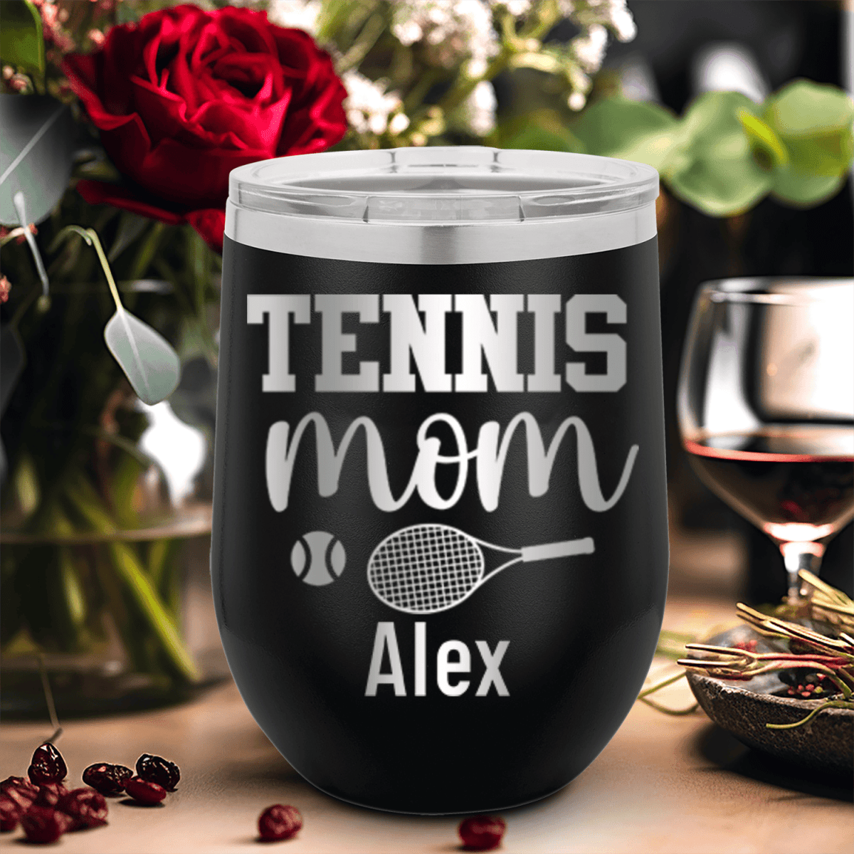 Personalized Tennis Mom Wine Tumbler for her, Customized Gifts for Women by Groovy Girl Gifts