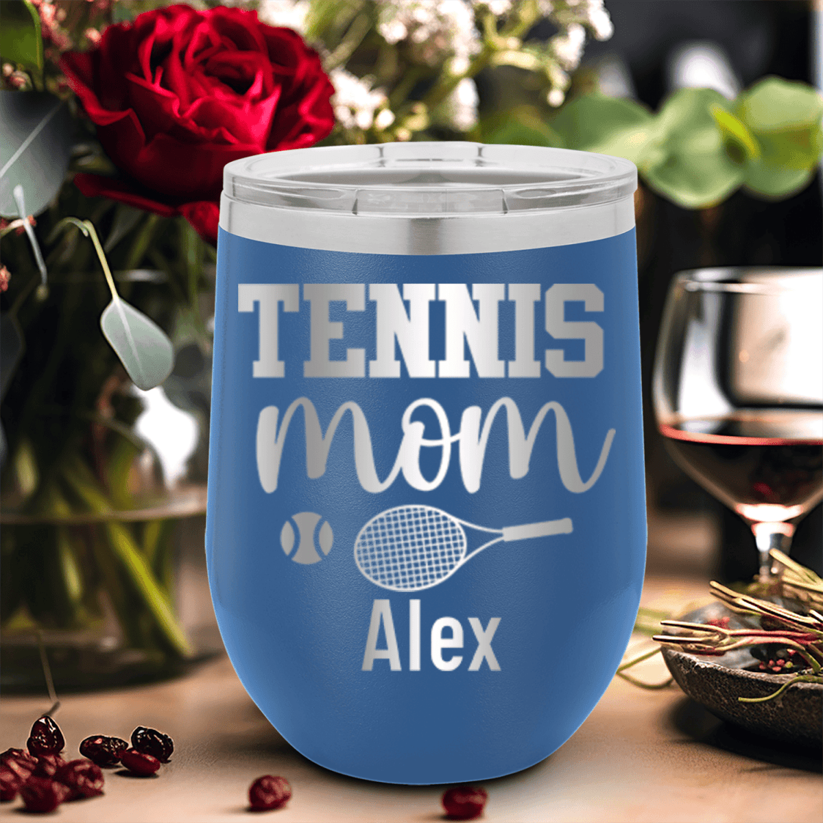 Personalized Tennis Mom Wine Tumbler for her, Customized Gifts for Women by Groovy Girl Gifts