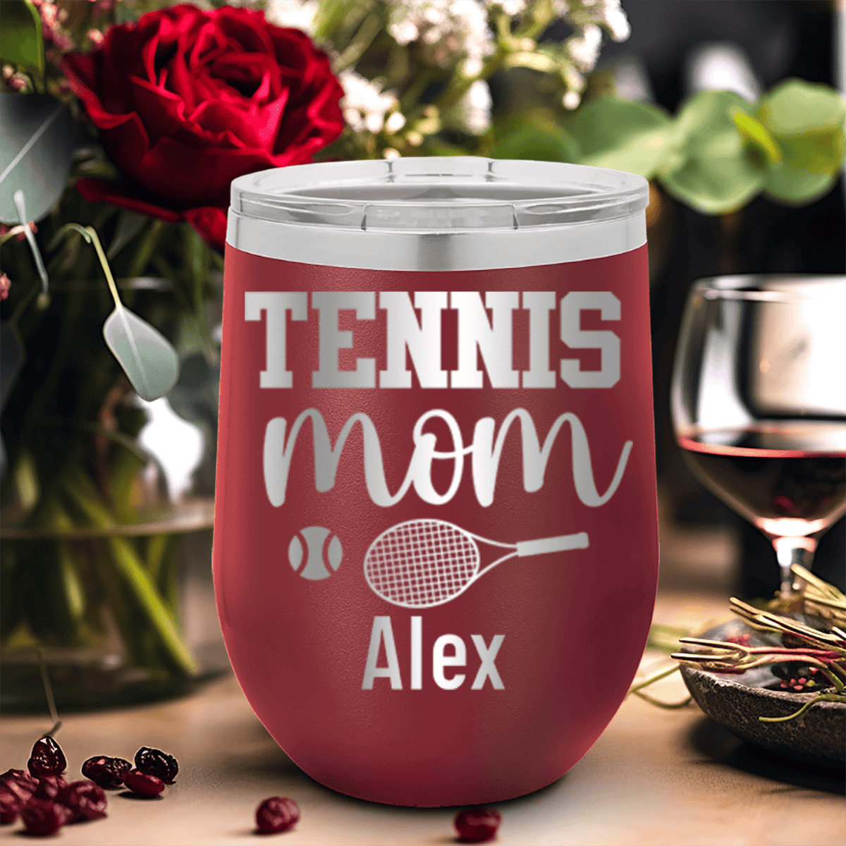 Personalized Tennis Mom Wine Tumbler for her, Customized Gifts for Women by Groovy Girl Gifts