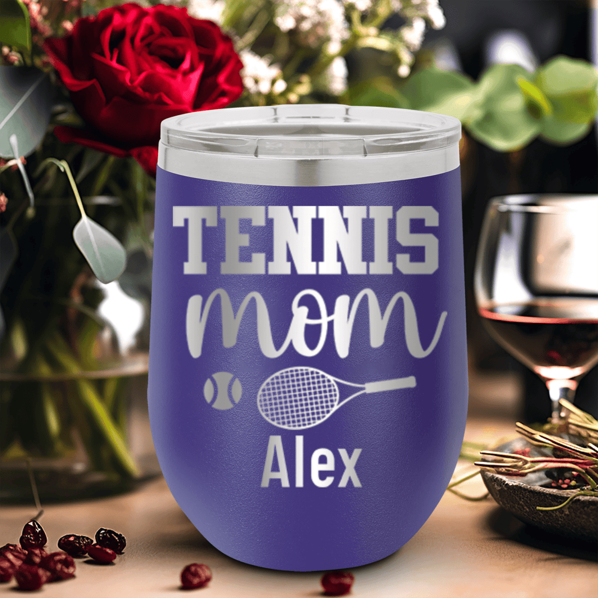 Personalized Tennis Mom Wine Tumbler for her, Customized Gifts for Women by Groovy Girl Gifts