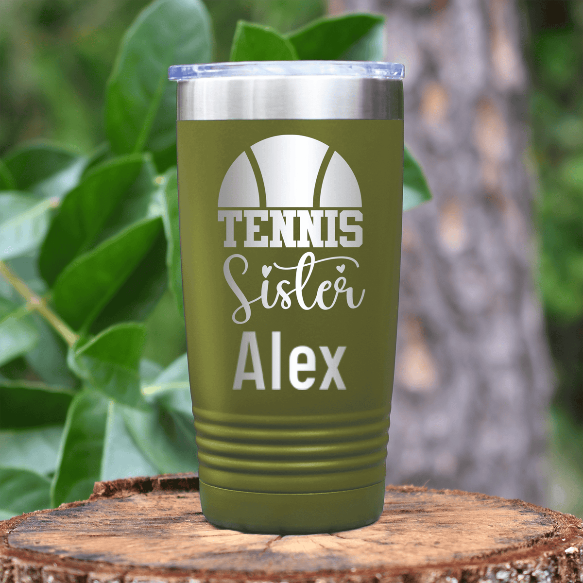 Military Green Tennis For Her Tumbler With Tennis Sister Design