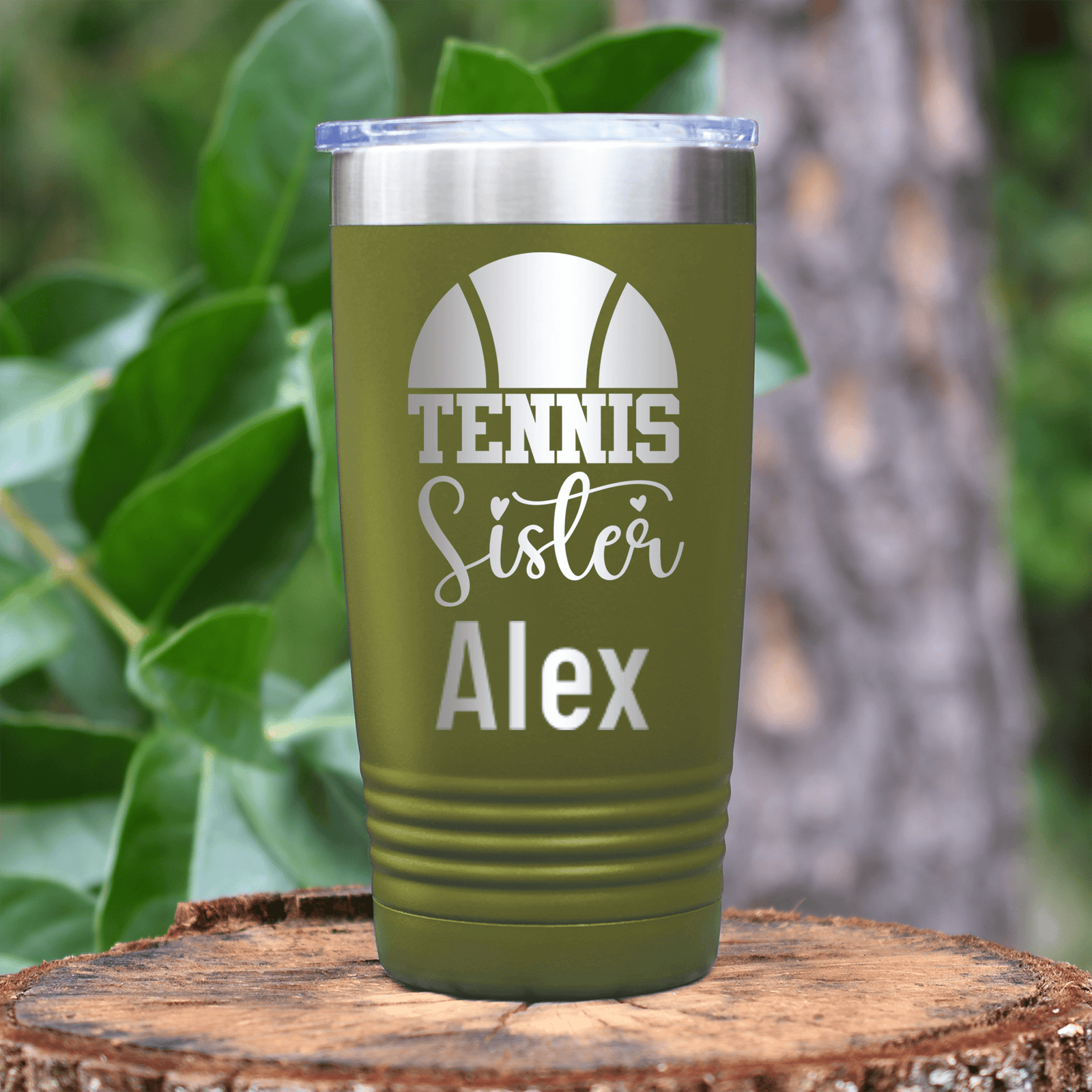 Military Green Tennis For Her Tumbler With Tennis Sister Design