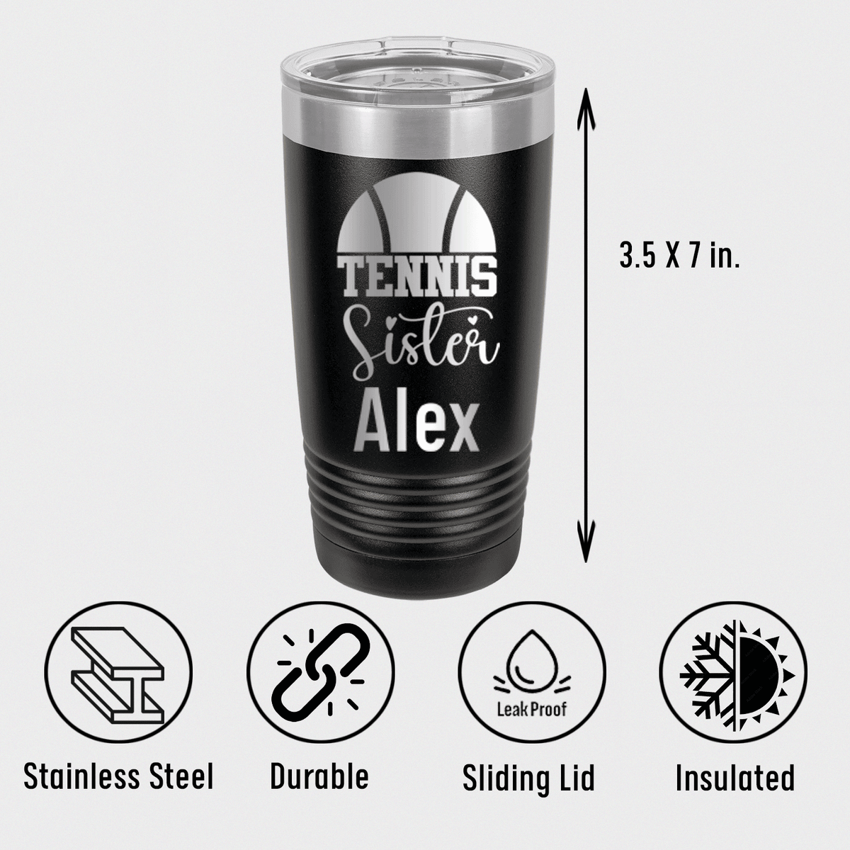 Personalized Tennis Sister Tumbler for her, Customized Gifts for Women by Groovy Girl Gifts