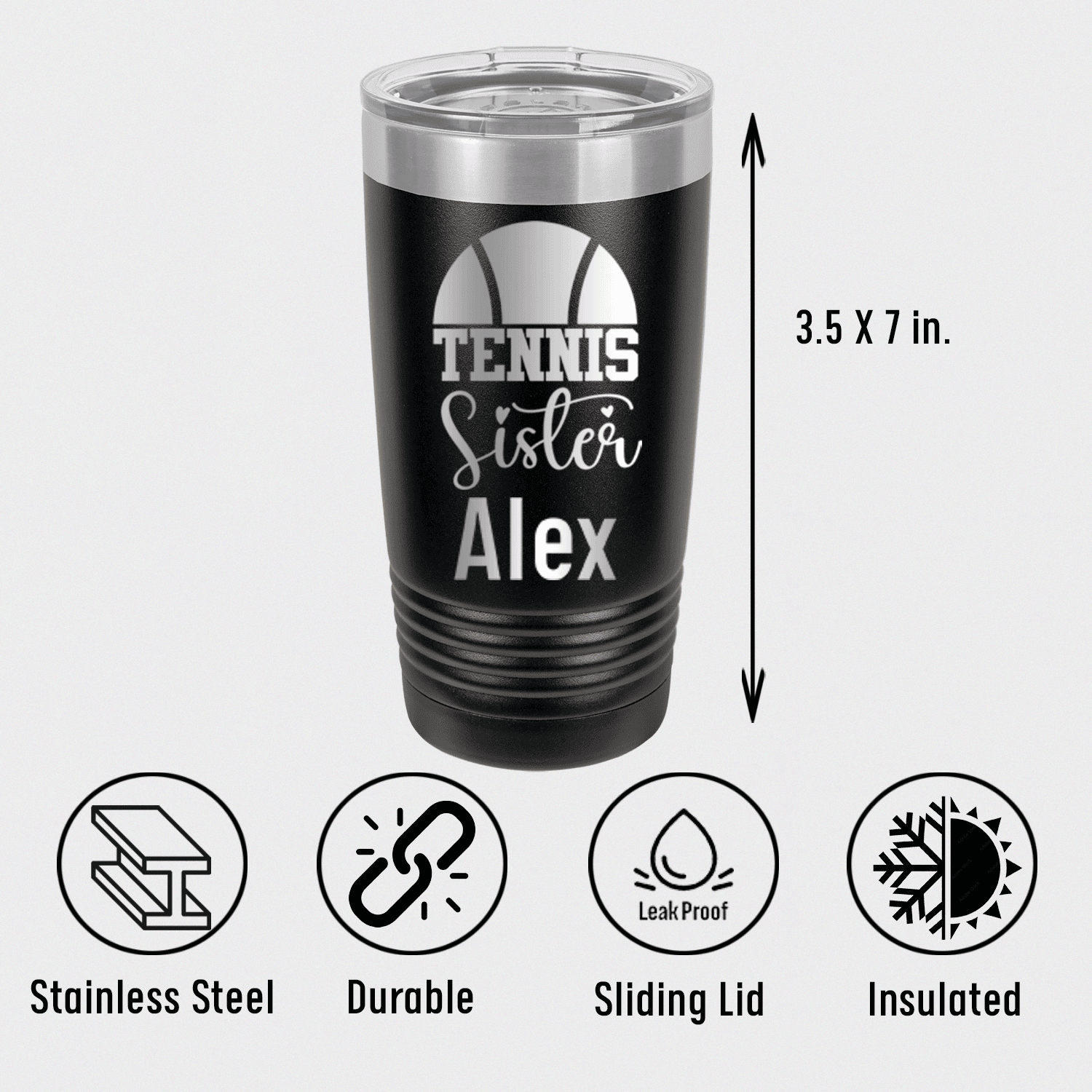 Personalized Tennis Sister Tumbler for her, Customized Gifts for Women by Groovy Girl Gifts