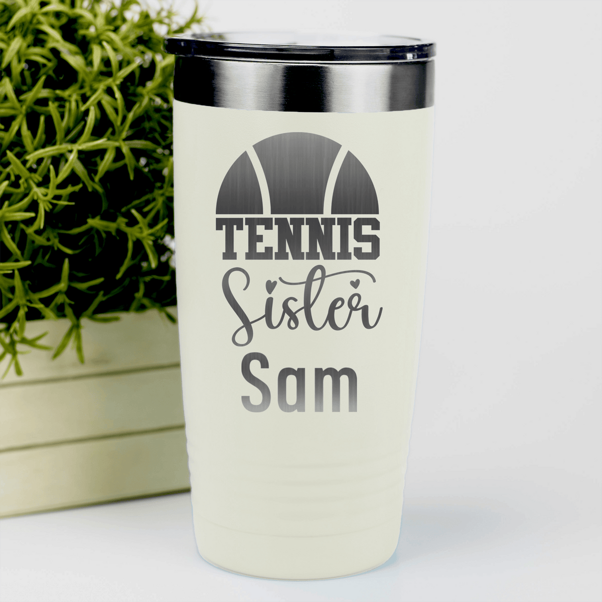 White Tennis For Her Tumbler With Tennis Sister Design