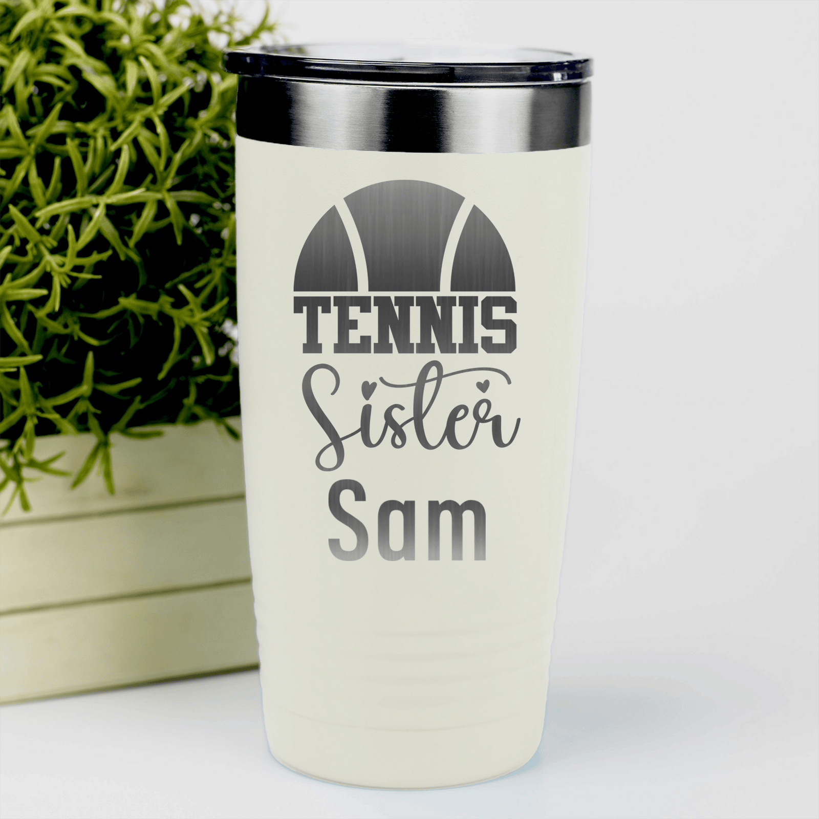 White Tennis For Her Tumbler With Tennis Sister Design