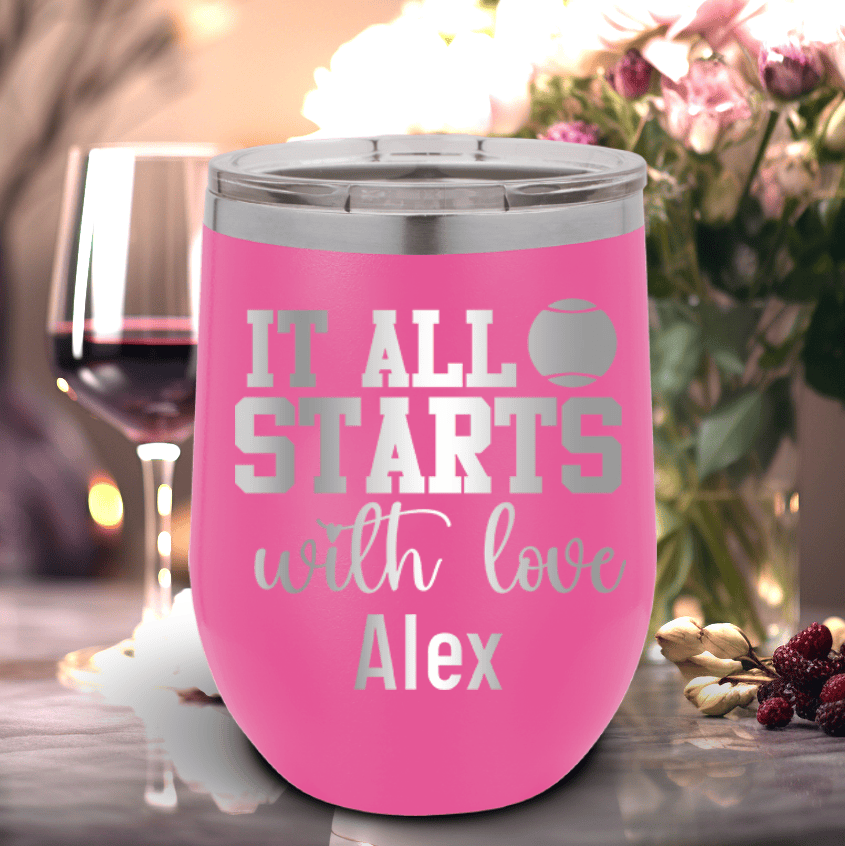 Personalized Tennis Starts With Love Wine Tumbler for her, Customized Gifts for Women by Groovy Girl Gifts