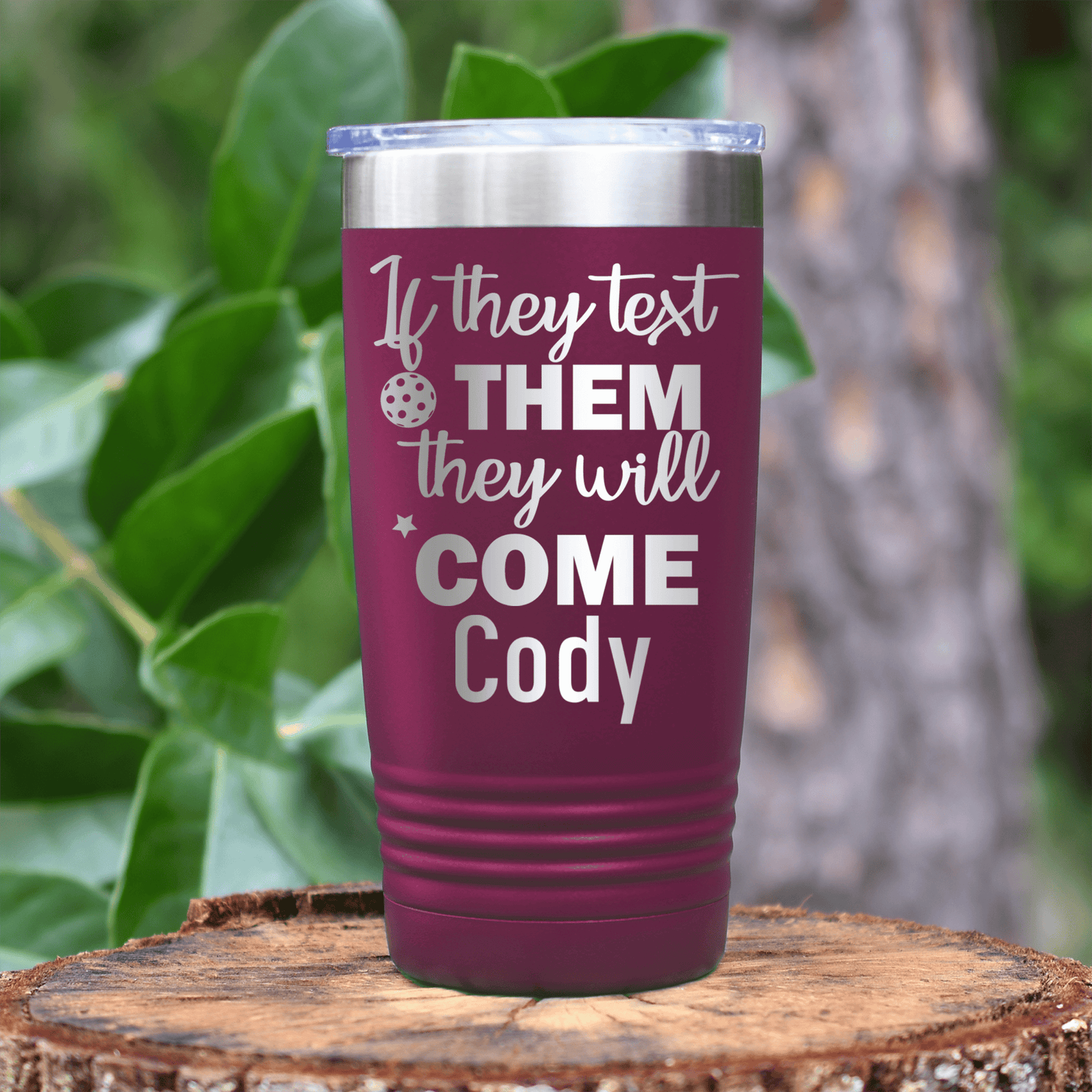 Maroon Pickleball Tumbler With Text Pickle Design