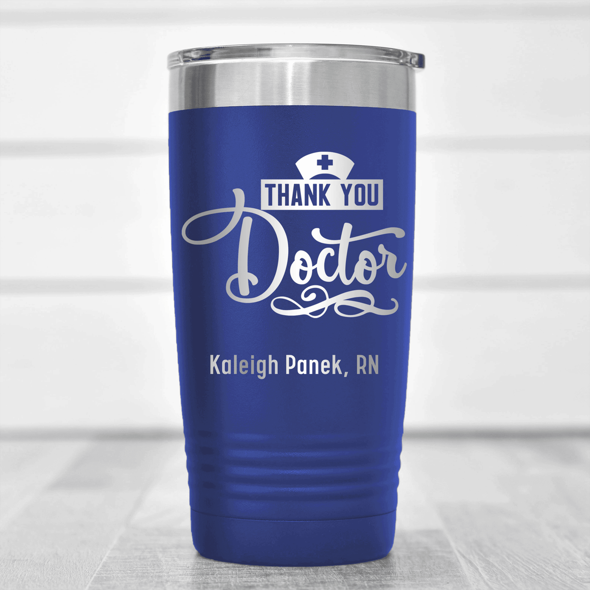 Blue Nurse Tumbler With Thank You Doctor Design