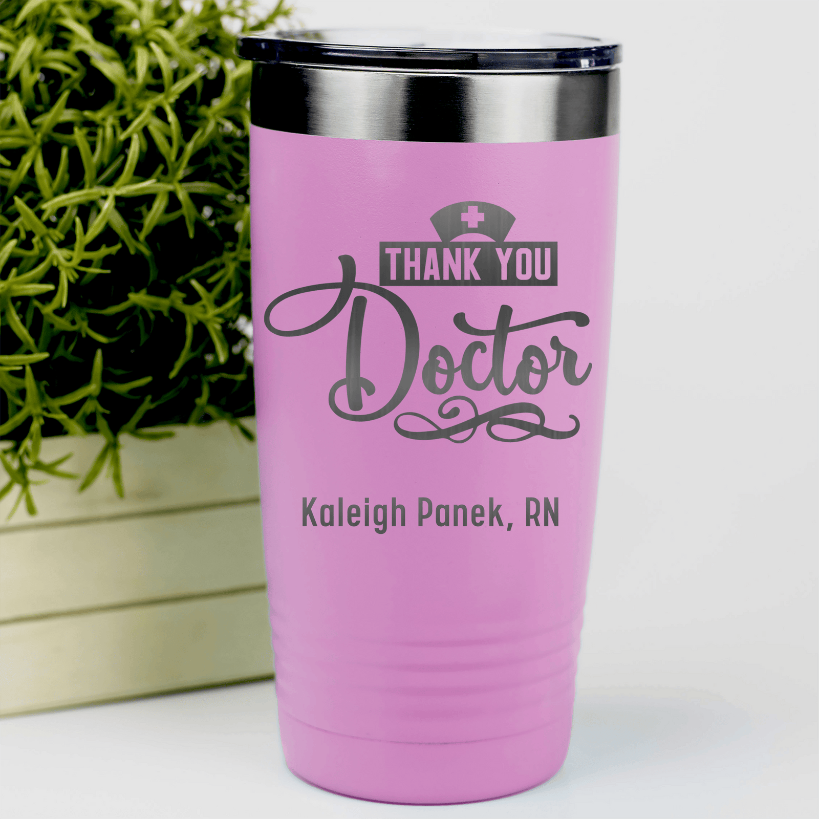 Pink Nurse Tumbler With Thank You Doctor Design