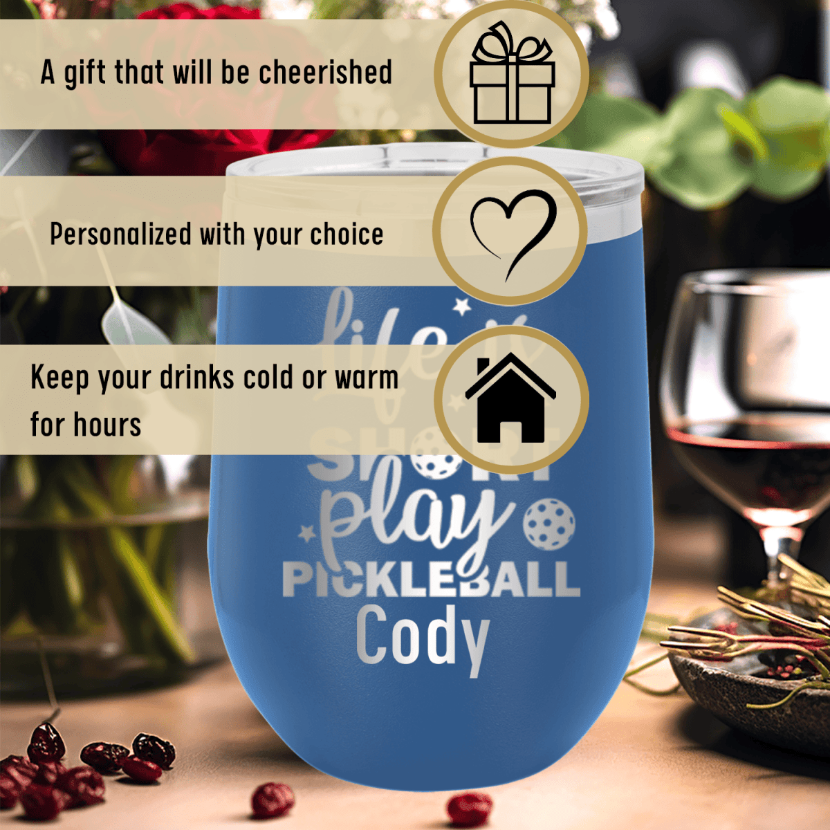 Personalized That Pickle Life Wine Tumbler for her, Customized Gifts for Women by Groovy Girl Gifts