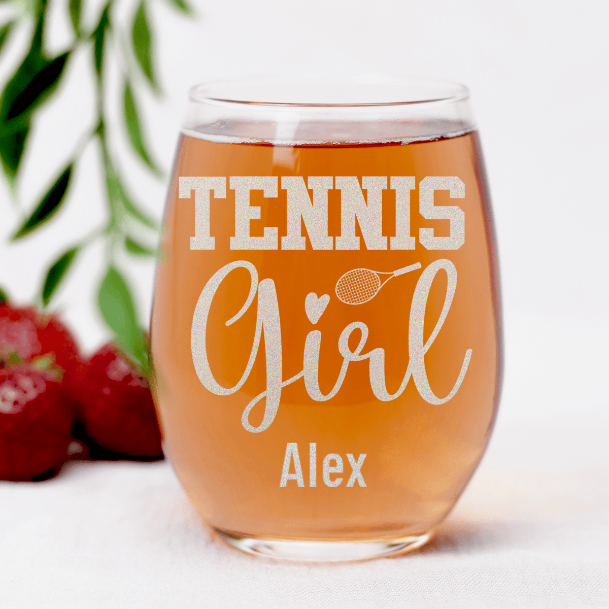 Personalized That Tennis Girl Stemless Wine Glass for her, Customized Gifts for Women by Groovy Girl Gifts