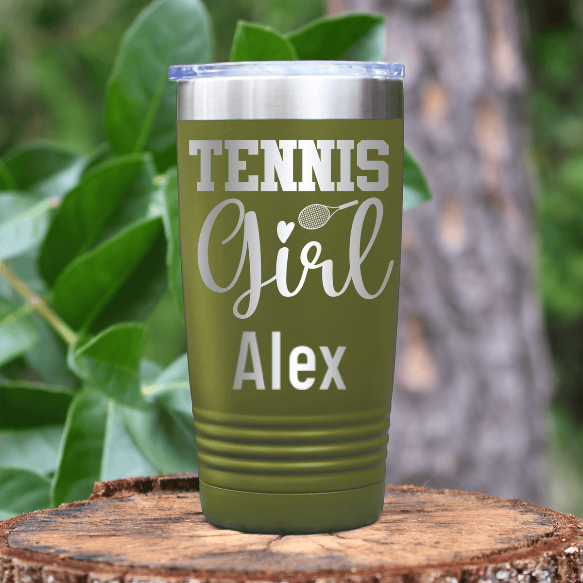 Military Green Tennis For Her Tumbler With That Tennis Girl Design