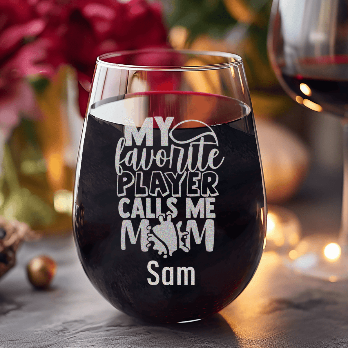 Personalized That Tennis Player Calls Me Mom Stemless Wine Glass for her, Customized Gifts for Women by Groovy Girl Gifts