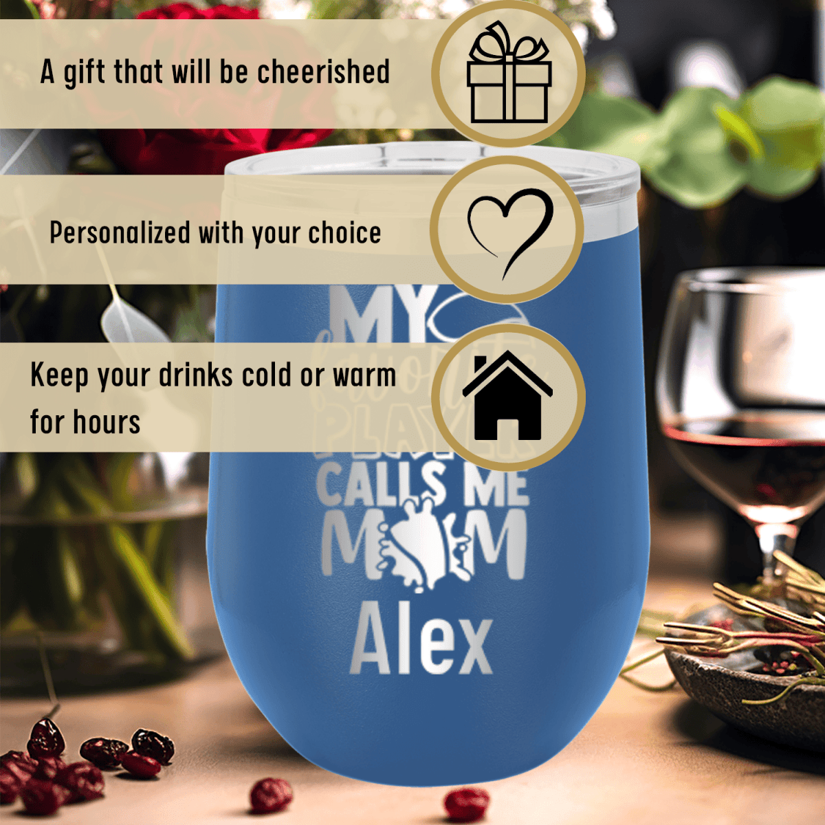 Personalized That Tennis Player Calls Me Mom Wine Tumbler for her, Customized Gifts for Women by Groovy Girl Gifts