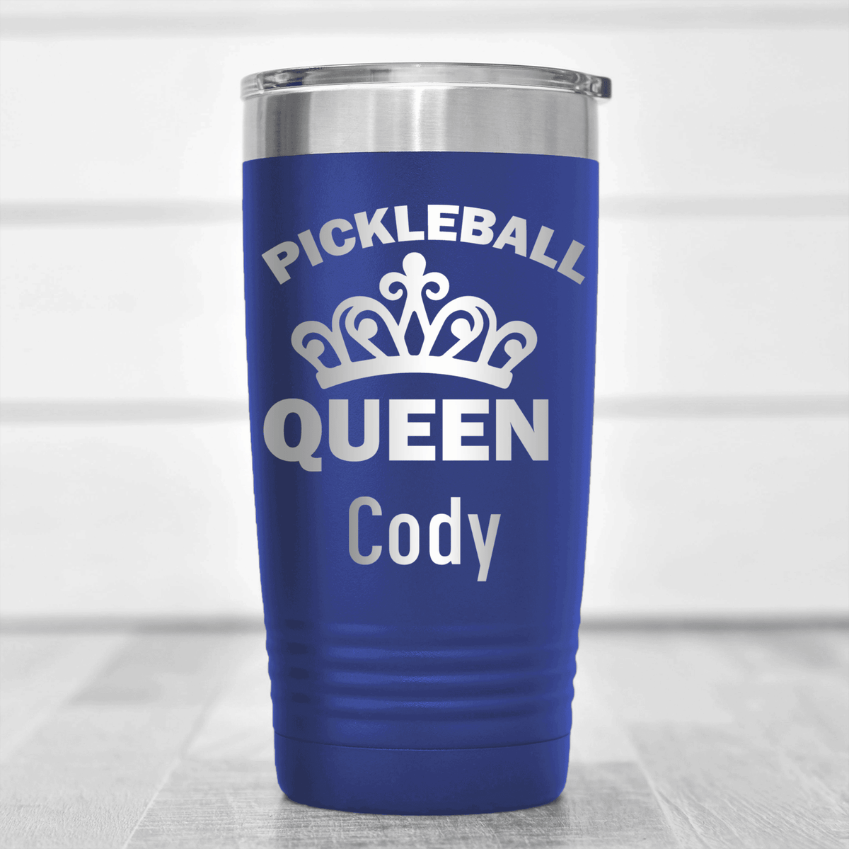 Blue Pickleball Tumbler With The Pickleball Queen Design