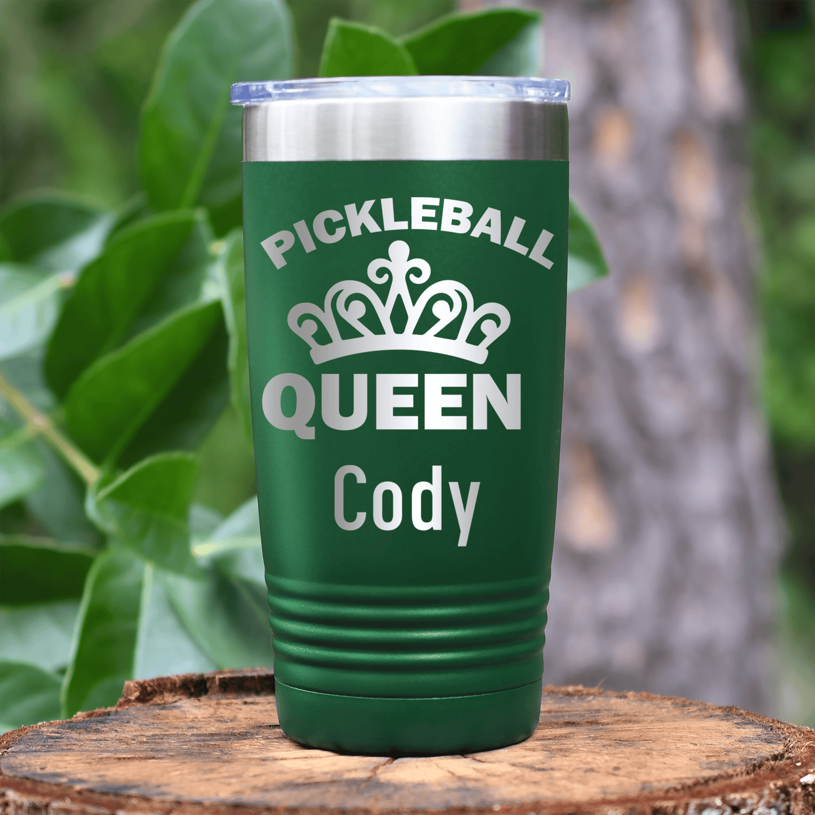 Green Pickleball Tumbler With The Pickleball Queen Design