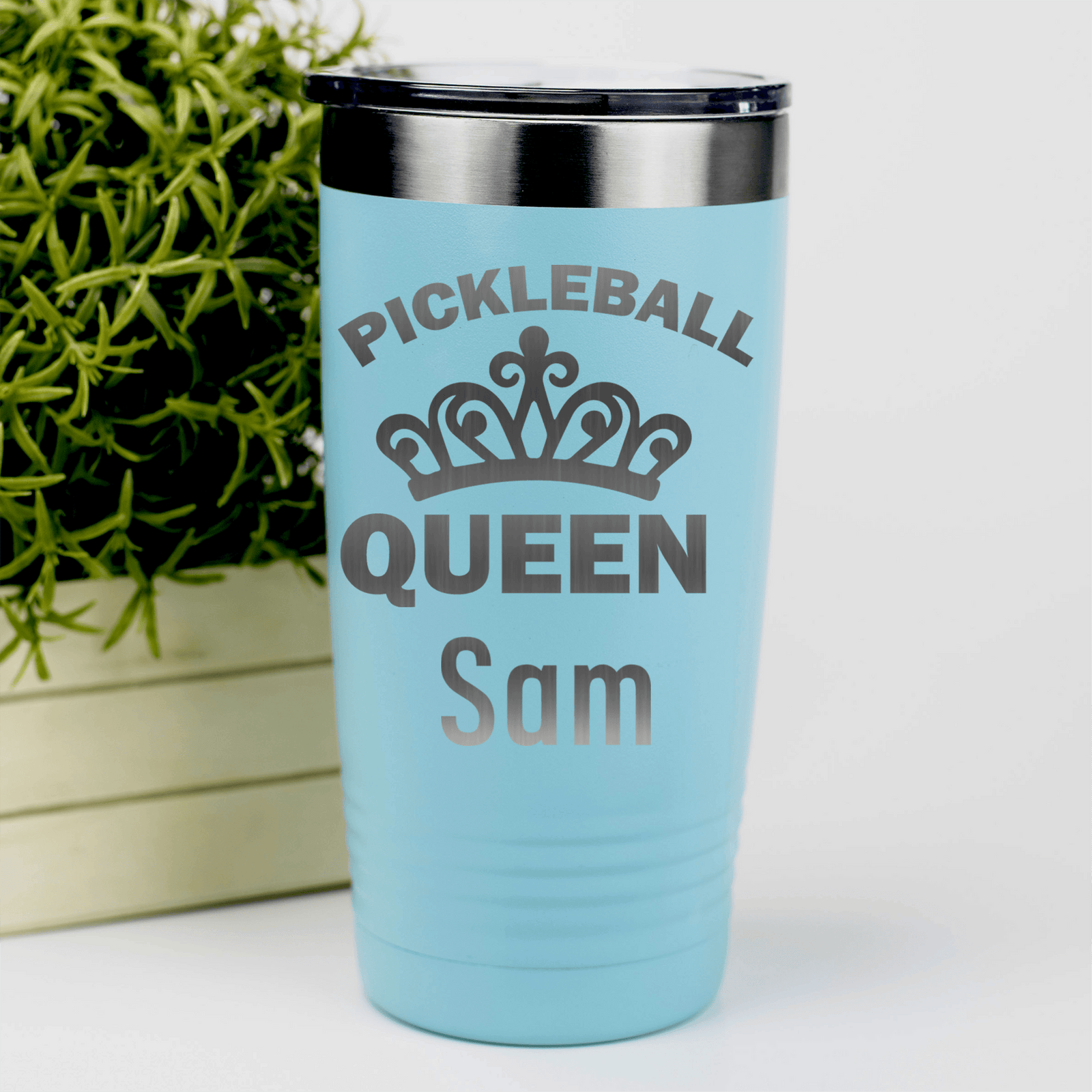Teal Pickleball Tumbler With The Pickleball Queen Design