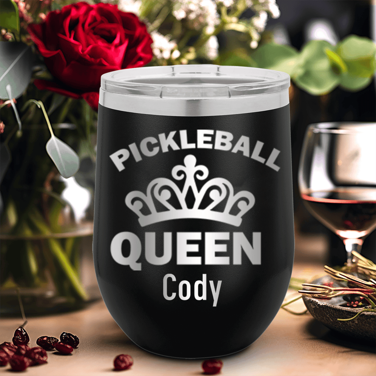 Personalized The Pickleball Queen Wine Tumbler for her, Customized Gifts for Women by Groovy Girl Gifts
