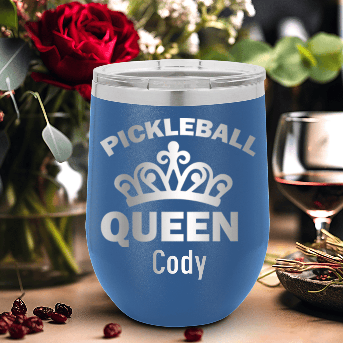 Personalized The Pickleball Queen Wine Tumbler for her, Customized Gifts for Women by Groovy Girl Gifts
