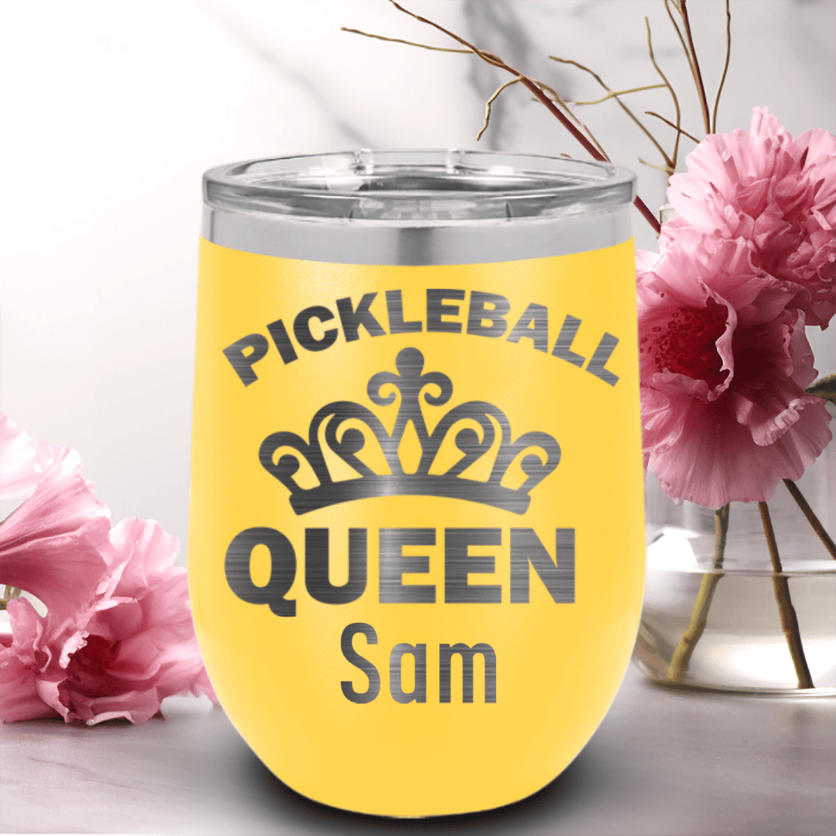 Personalized The Pickleball Queen Wine Tumbler for her, Customized Gifts for Women by Groovy Girl Gifts