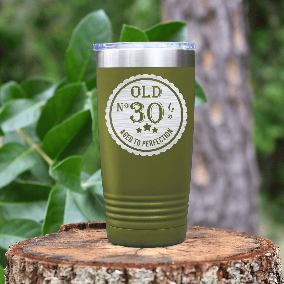 Military Green birthday tumbler Thirty Aged To Perfection