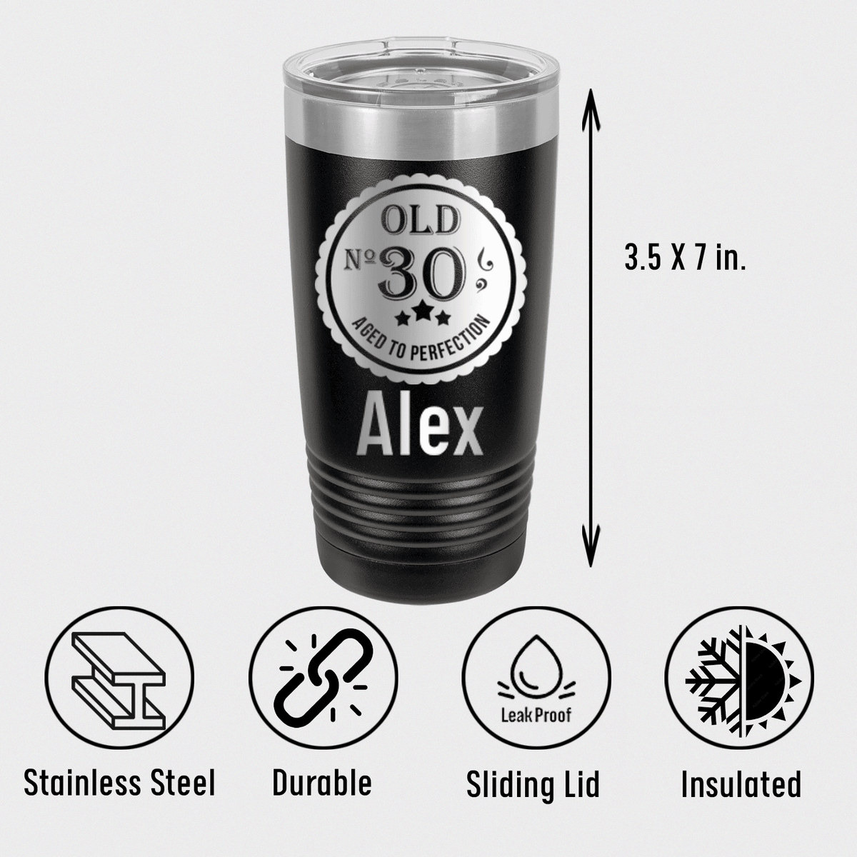 Personalized Thirty Aged To Perfection Tumbler for her, Customized Gifts for Women by Groovy Girl Gifts