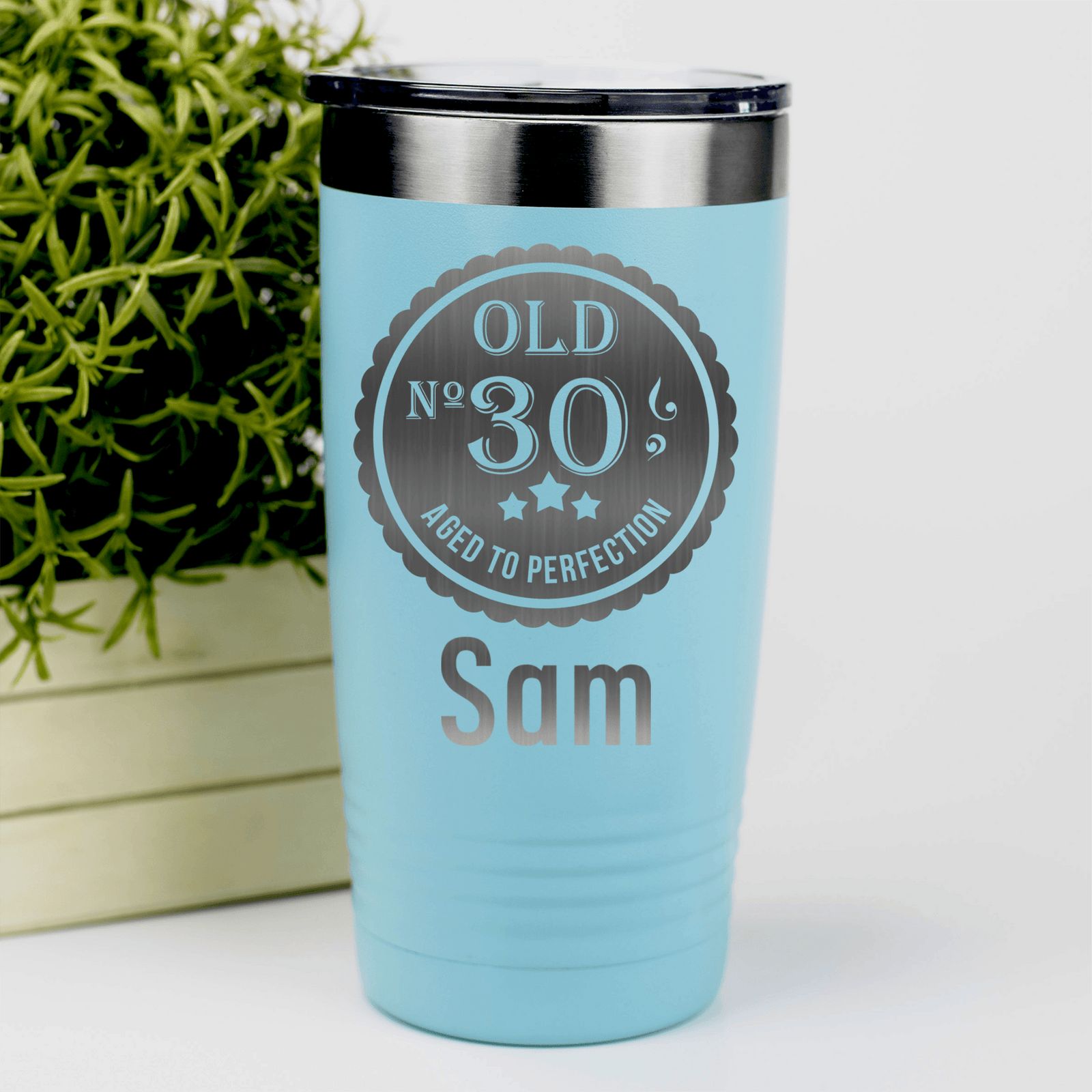 Teal Birthday Tumbler With Thirty Aged To Perfection Design