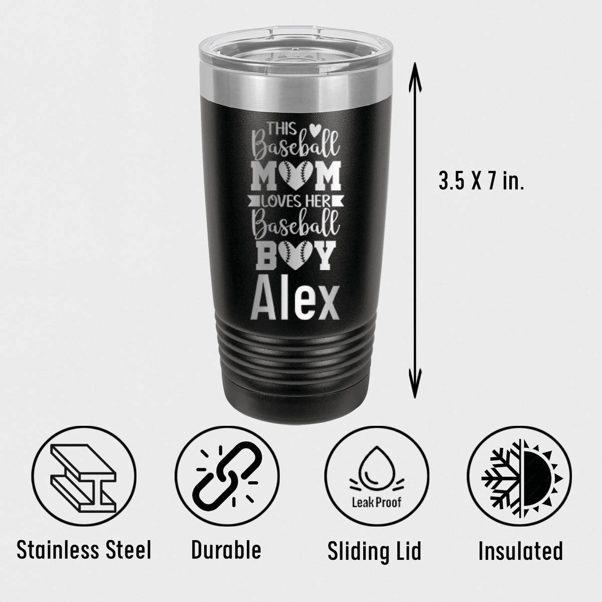 Personalized This Baseball Mom Loves Her Son Tumbler for her, Customized Gifts for Women by Groovy Girl Gifts