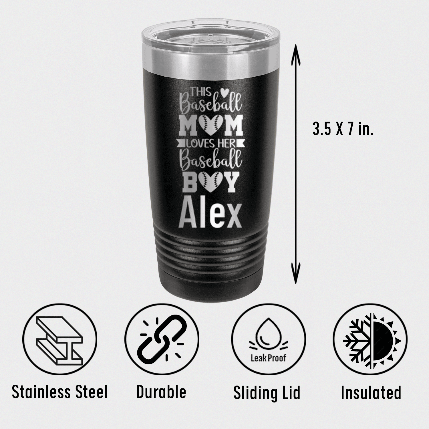 Personalized This Baseball Mom Loves Her Son Tumbler for her, Customized Gifts for Women by Groovy Girl Gifts