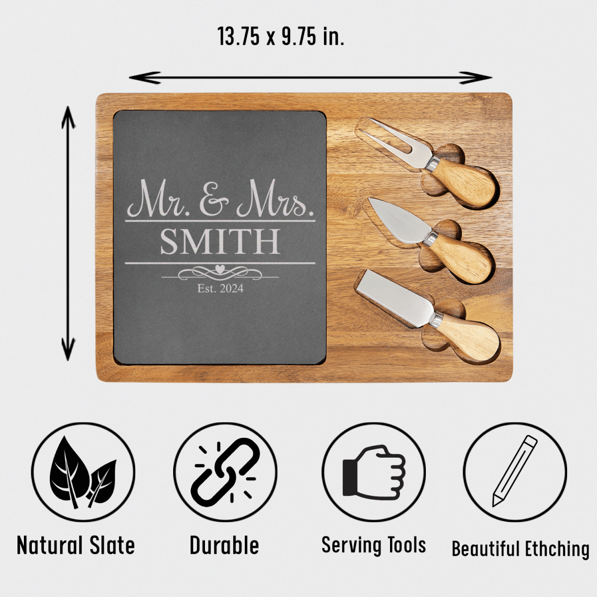 Personalized Timeless Bonds Wood Slate Serving Tray for her, Customized Gifts for Women by Groovy Girl Gifts