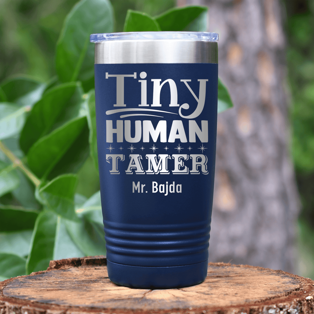 Navy Teacher Tumbler With Tiny Human Tamer Design
