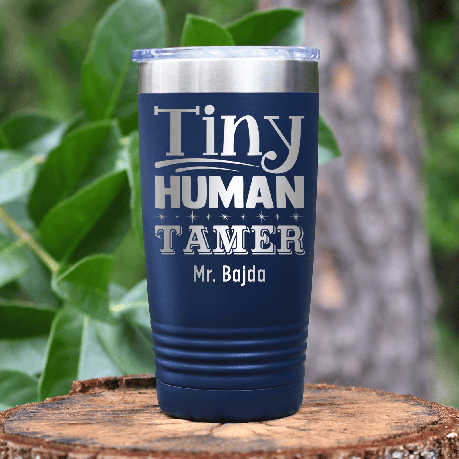 Navy Teacher Tumbler With Tiny Human Tamer Design