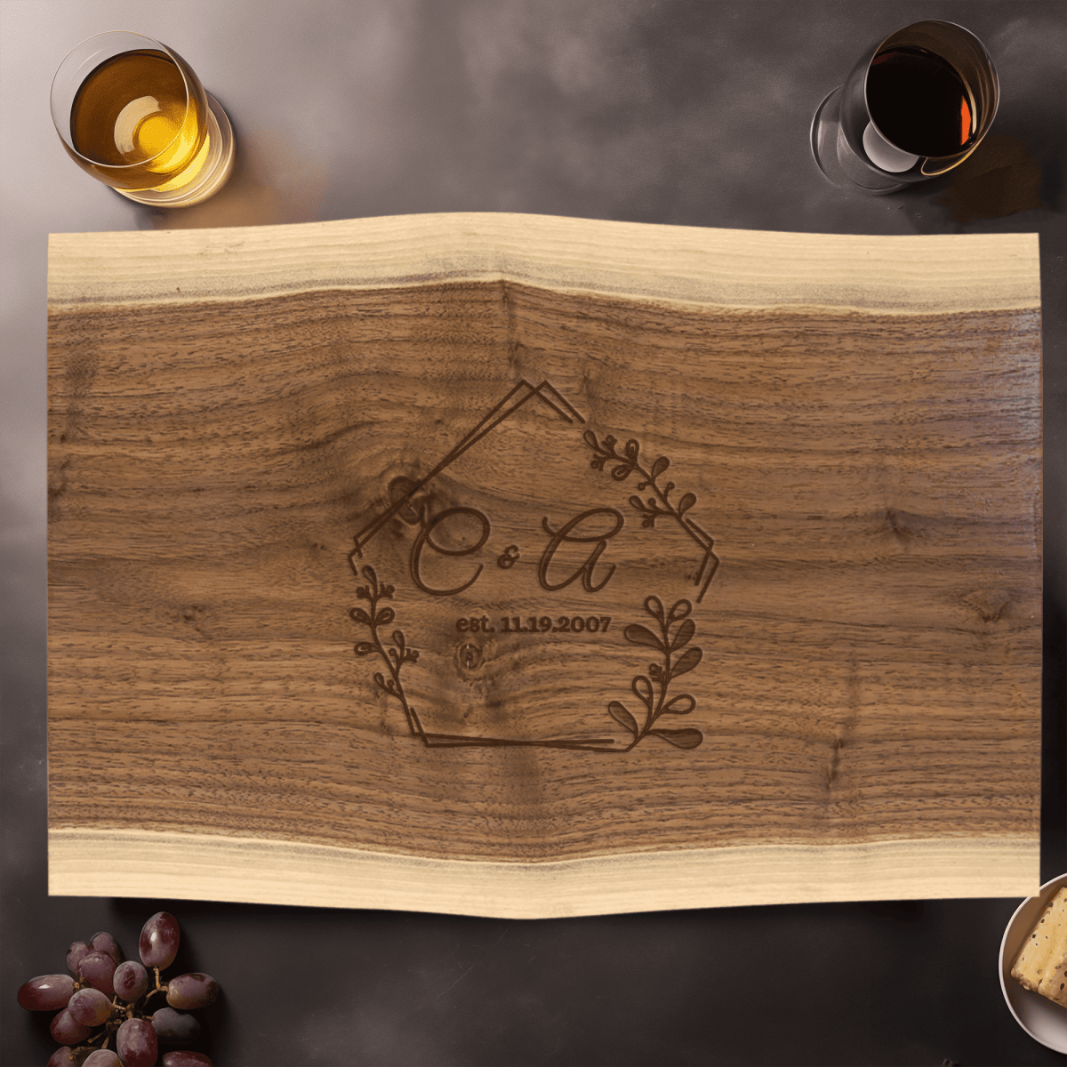 Anniversary Walnut Cutting Board With Together Forever Design