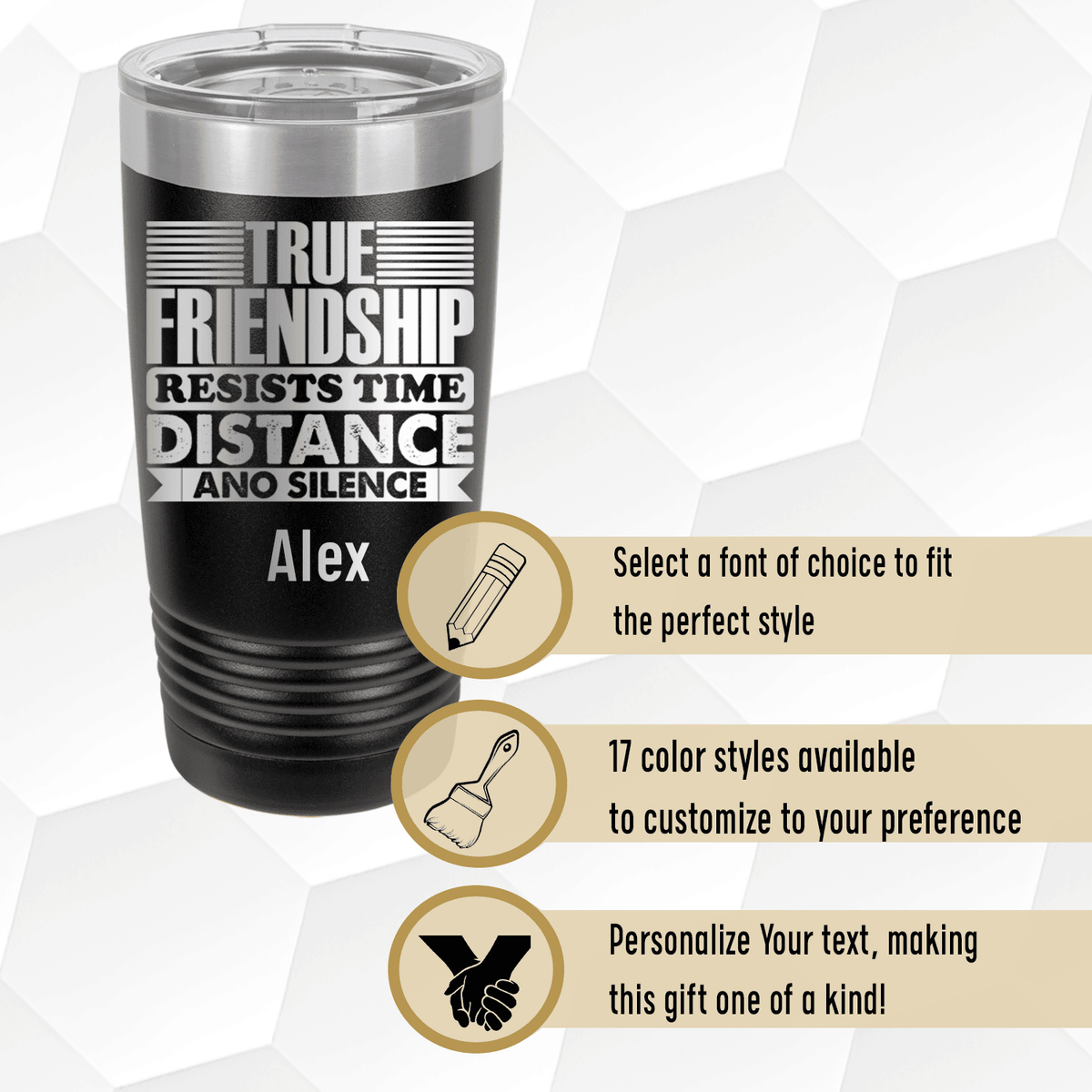 Personalized True Friendship Resists Time Tumbler for her, Customized Gifts for Women by Groovy Girl Gifts