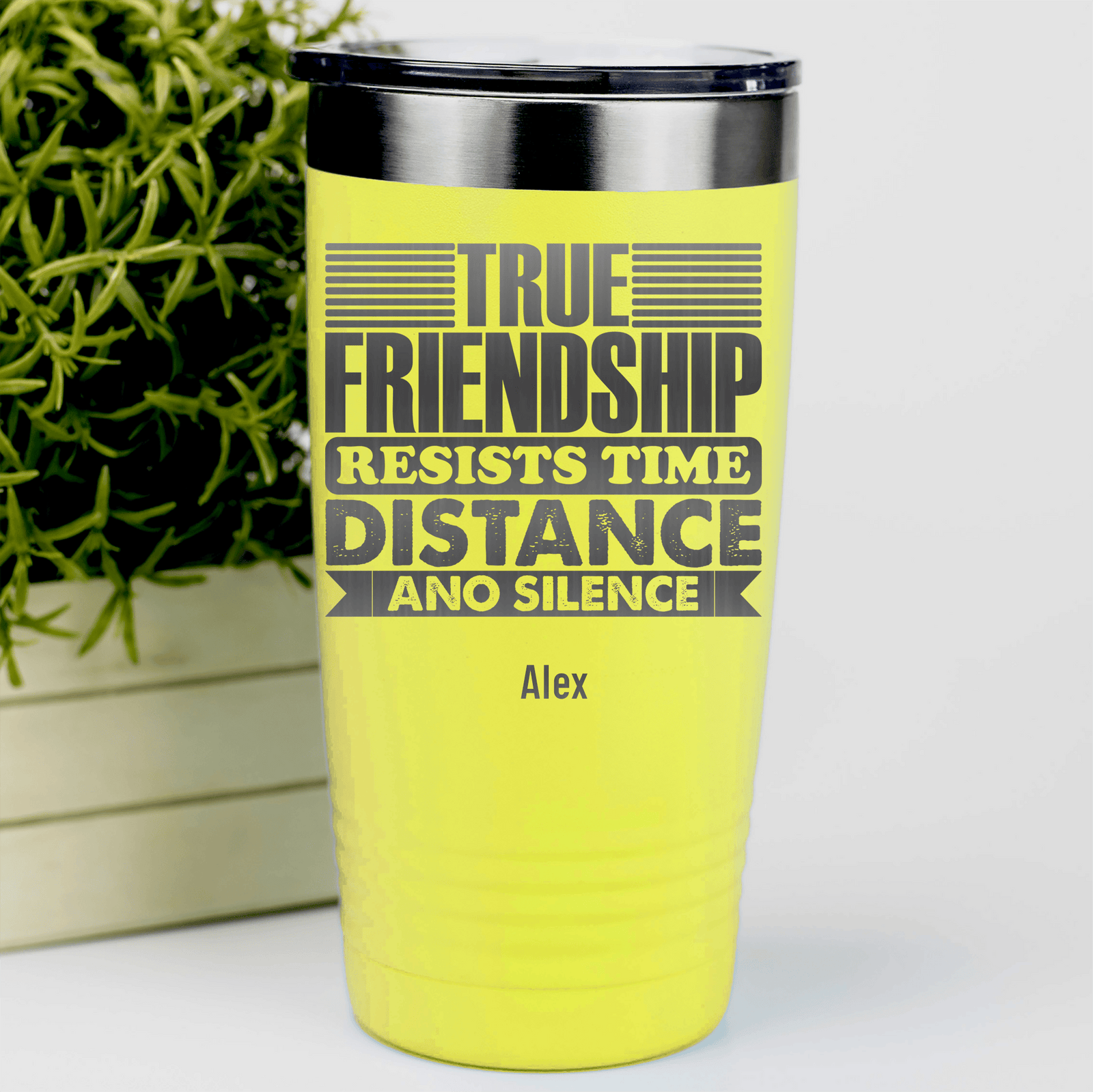 Yellow Best Friend Tumbler With True Friendship Resists Time Design