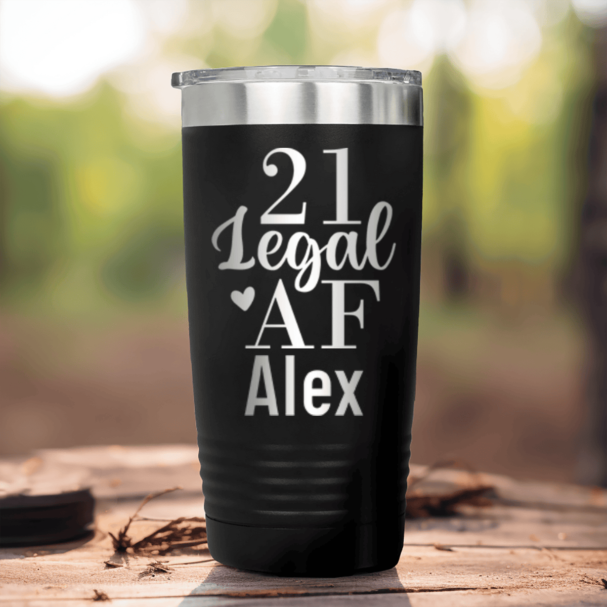 Black Birthday Tumbler With Twenty One Af Design