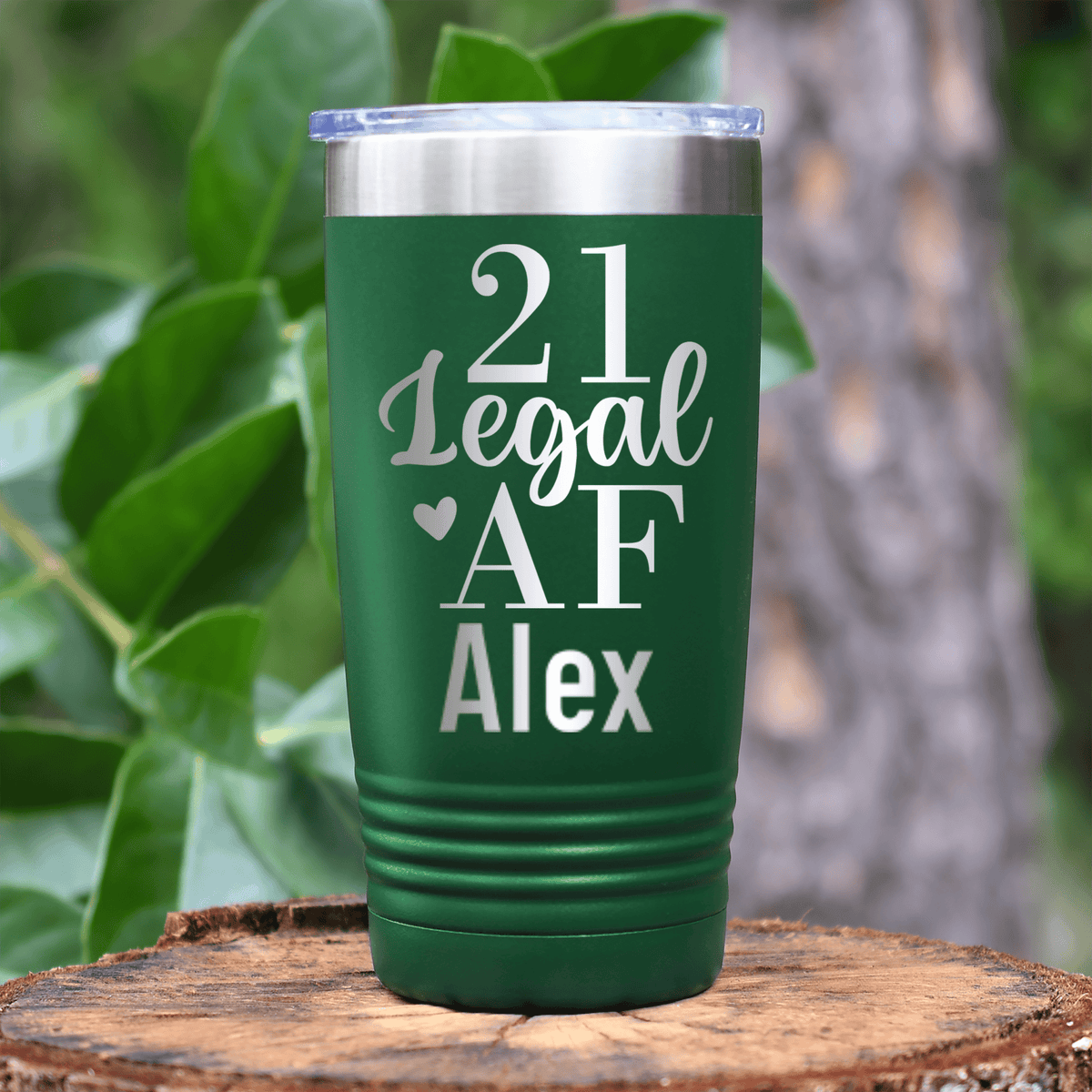Green Birthday Tumbler With Twenty One Af Design