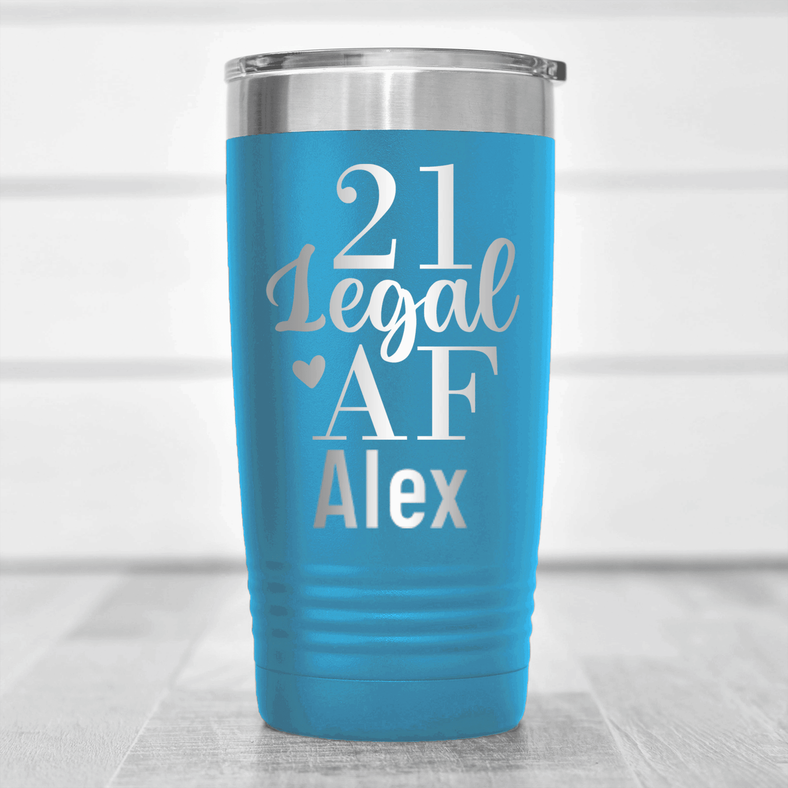 Light Blue Birthday Tumbler With Twenty One Af Design