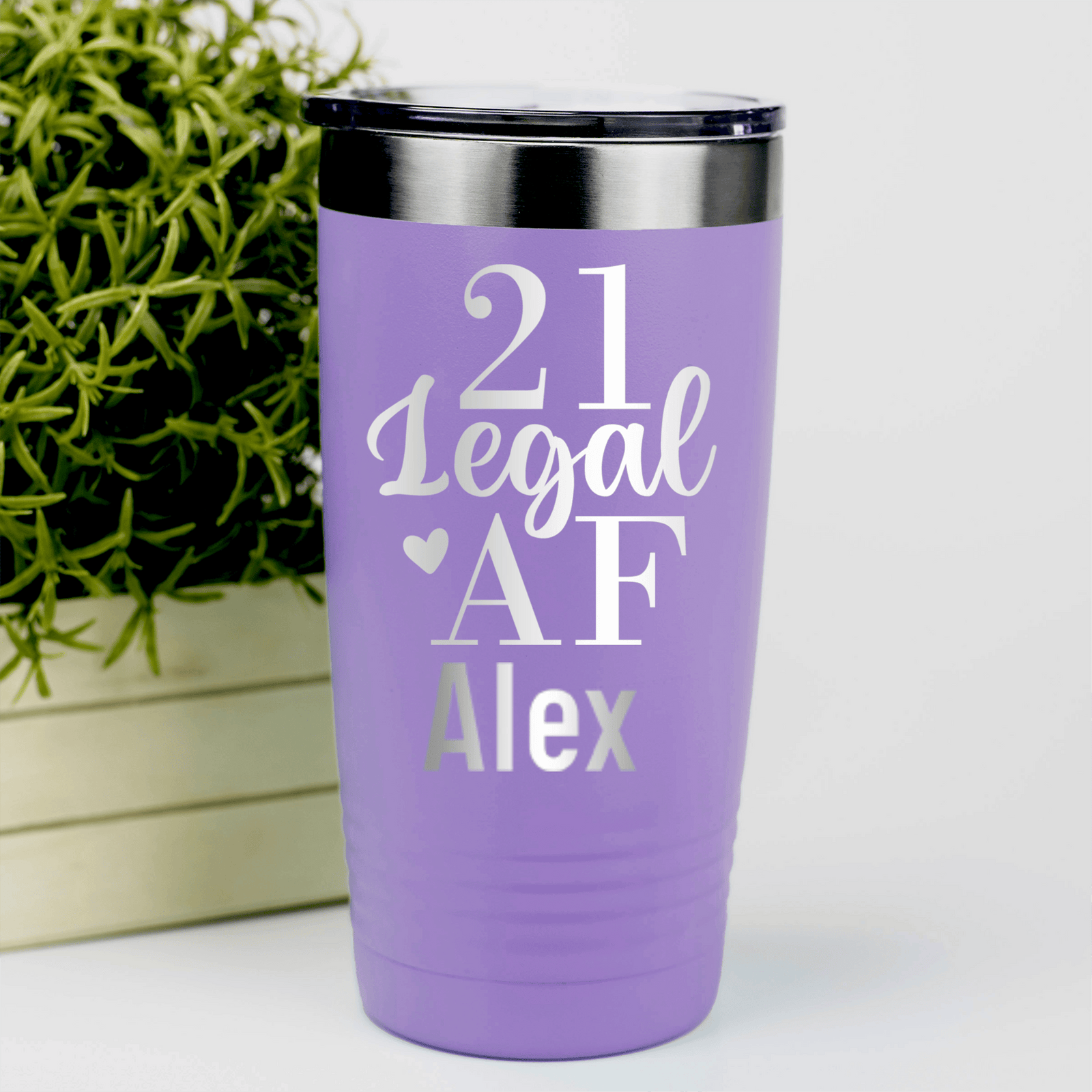 Light Purple Birthday Tumbler With Twenty One Af Design