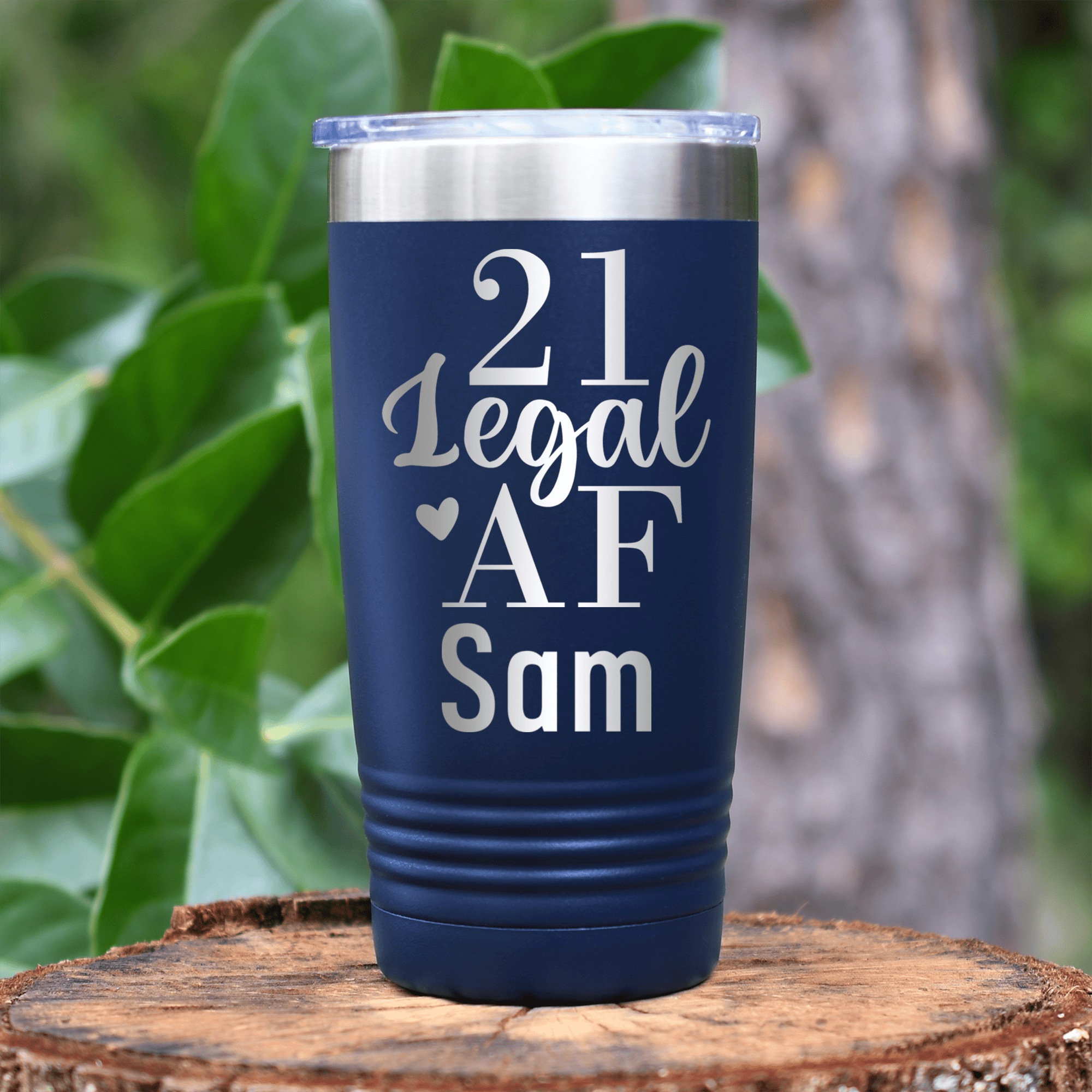 Navy Birthday Tumbler With Twenty One Af Design