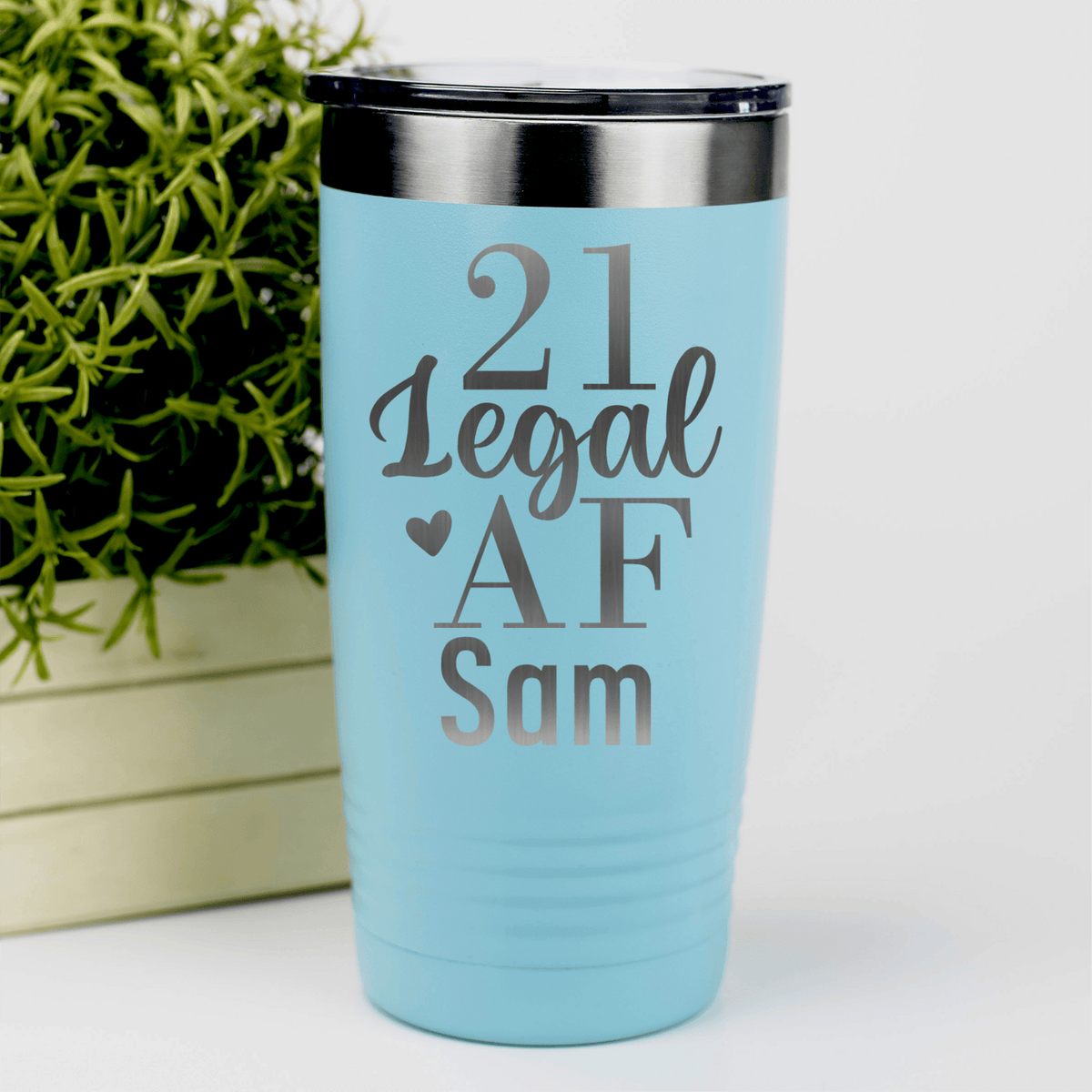 Teal Birthday Tumbler With Twenty One Af Design