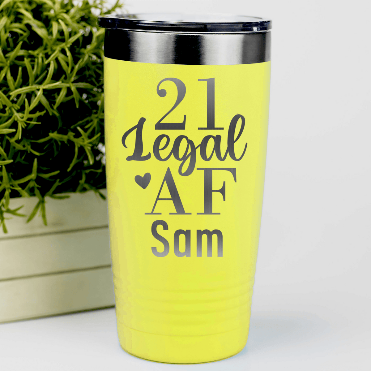 Yellow Birthday Tumbler With Twenty One Af Design