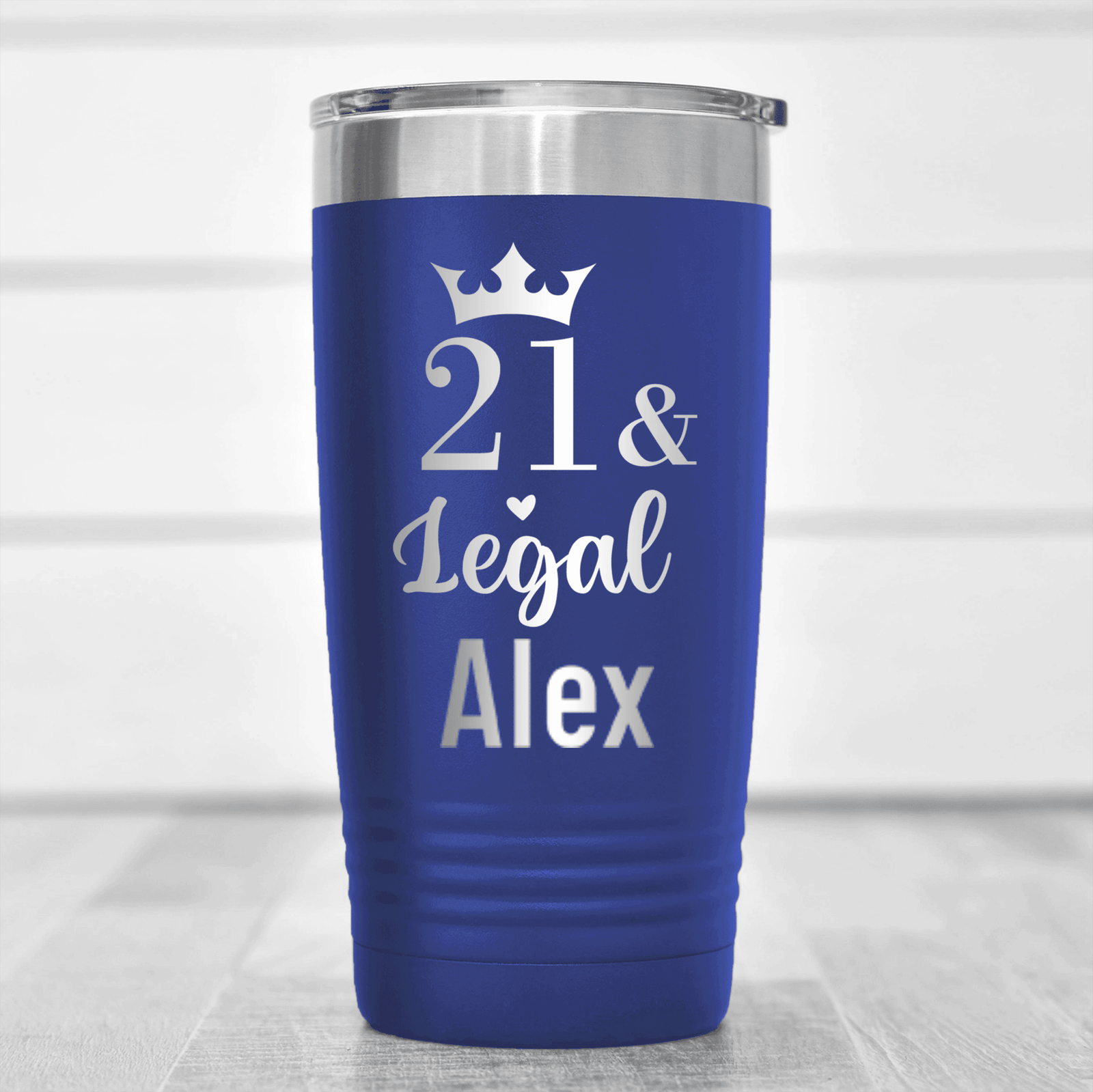 Blue Birthday Tumbler With Twenty One And Legal Design