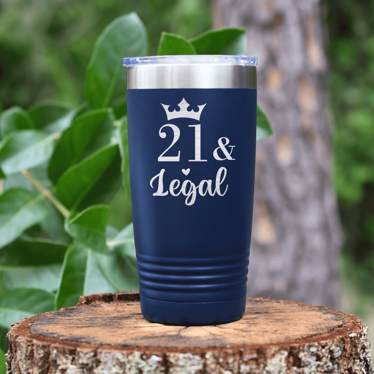 Navy birthday tumbler Twenty One And Legal