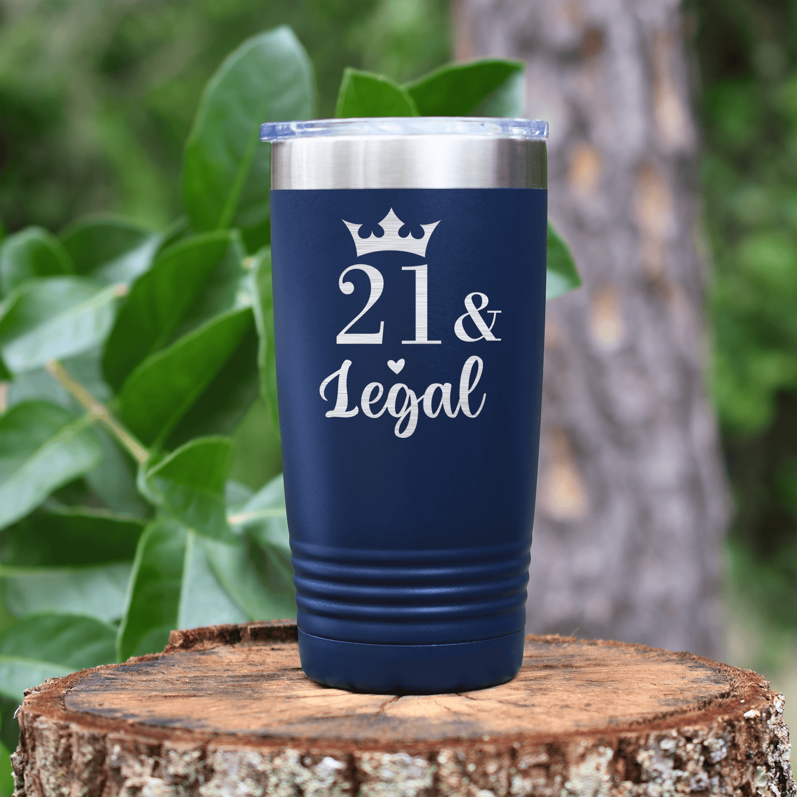 Navy birthday tumbler Twenty One And Legal
