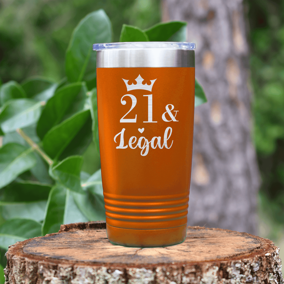 Orange birthday tumbler Twenty One And Legal