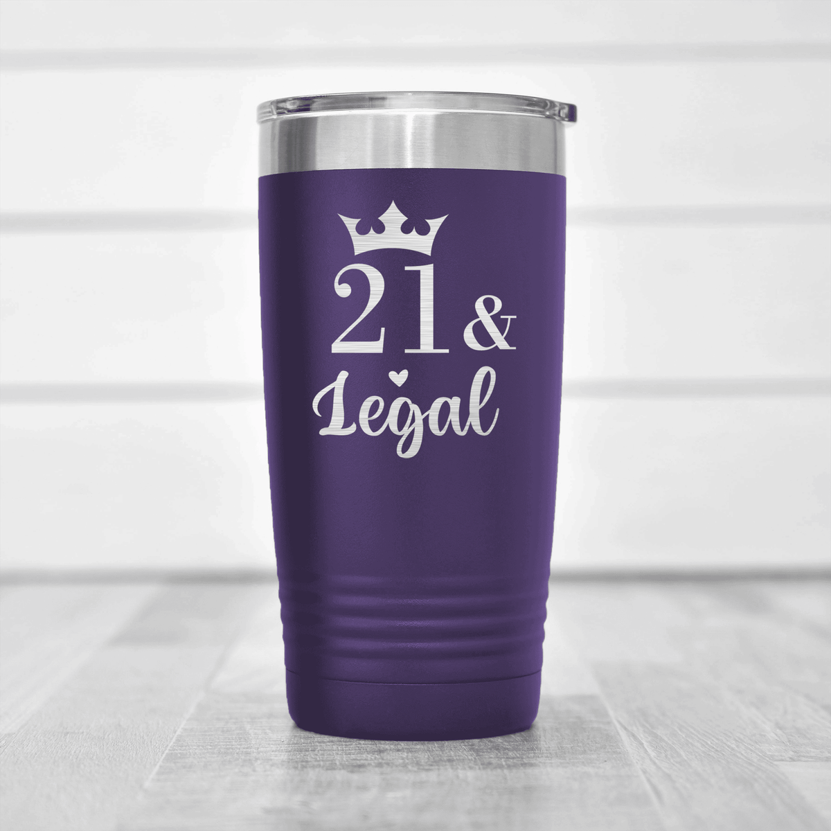 Purple birthday tumbler Twenty One And Legal