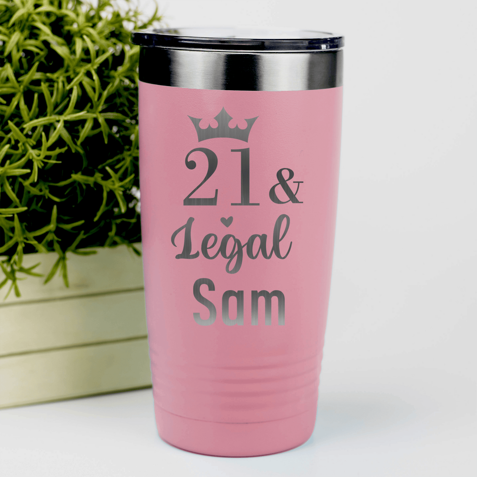 Salmon Birthday Tumbler With Twenty One And Legal Design